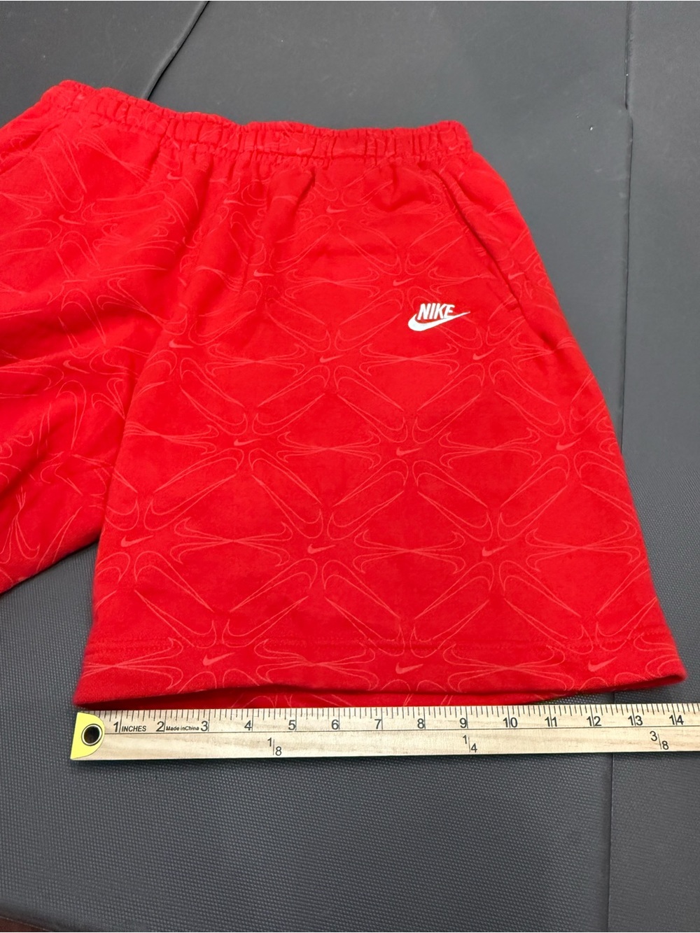Nike Men's Sportswear Club Fleece BB AOP Sweat Shorts Red Gym Athleisure XL - Picture 7 of 10